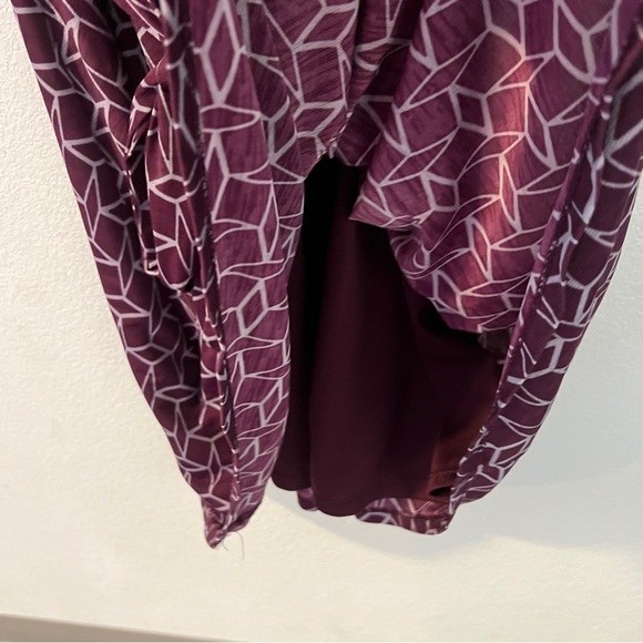 41 Hawthorn Purple Geometric Printed 3/4 Sleeve V‎ Neck Faux Wrap Dress Size S - Picture 8 of 12
